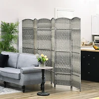 Homcom 6 Panel Room Divider Hand-Woven Freesding Partition,