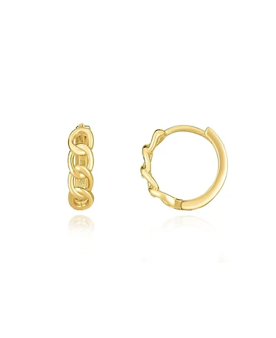 The Lovery Curb Huggie Hoop Earrings 14K Gold