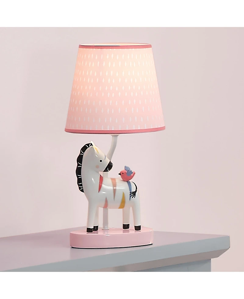 Lambs & Ivy Jazzy Jungle Zebra White/Peach Nursery Lamp with Shade & Bulb