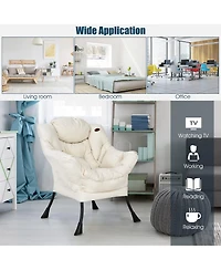 Modern Polyester Fabric Lazy Chair Single Sofa w/Side Pocket