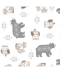 Lambs & Ivy Woodland Forest White/Gray Animal 100% Cotton Baby Fitted Crib Sheet