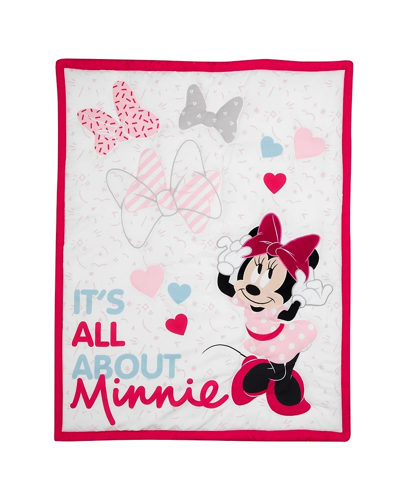 Lambs & Ivy Disney Baby Minnie Mouse Love 3-Piece Pink Nursery Crib Bedding Set
