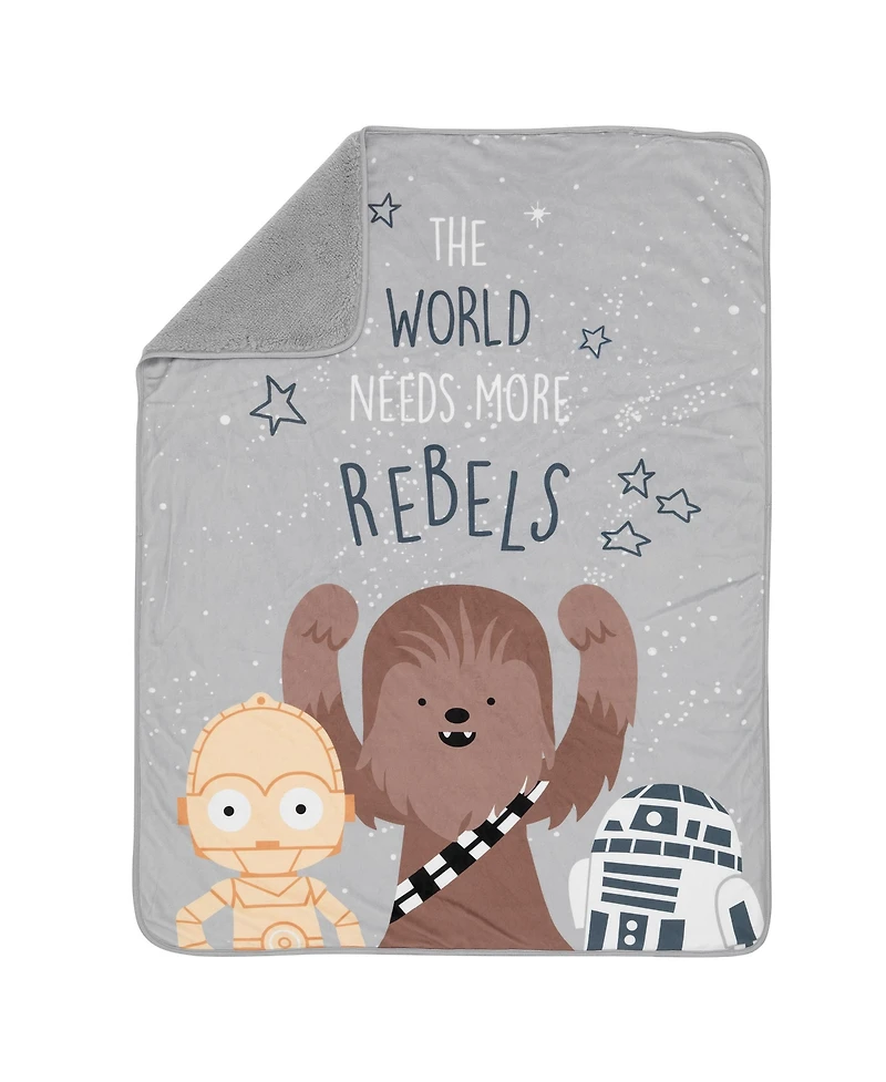 Lambs & Ivy Star Wars Rebels R2D2/C-3PO/Chewbacca Soft Faux Shearling Baby Blanket