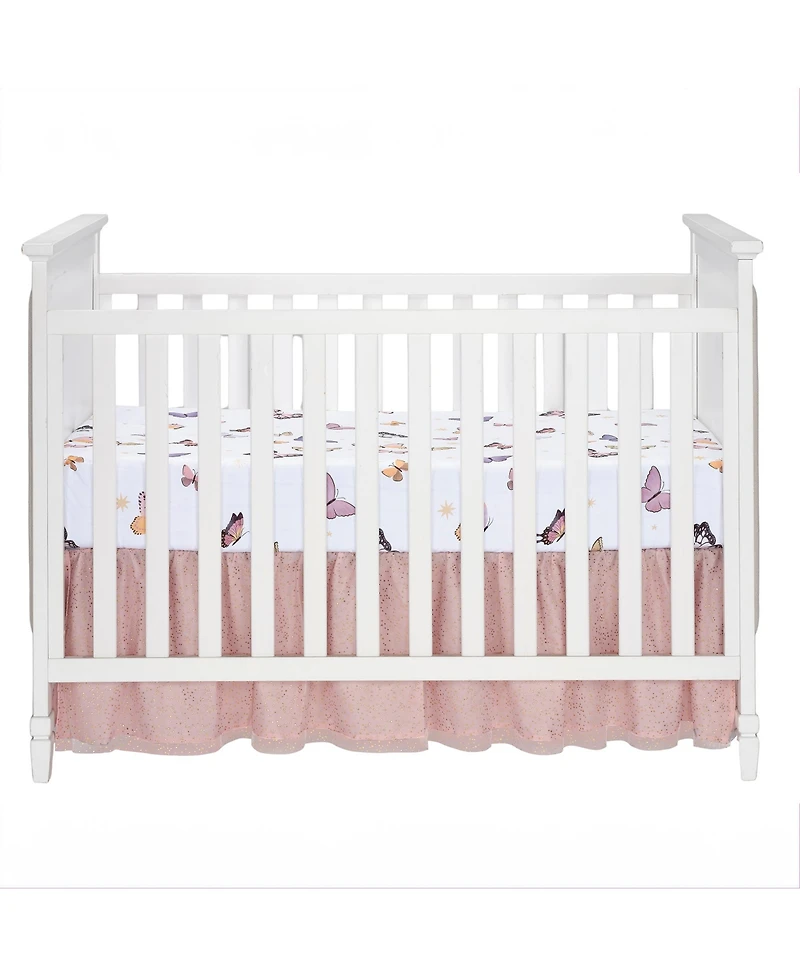 Lambs & Ivy Butterfly Dreams Pink/Gold 3-Piece Nursery Baby Crib Bedding Set