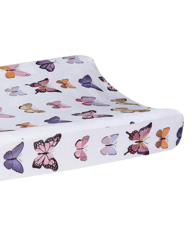 Lambs & Ivy Butterfly Dreams Soft/Cozy Fleece Changing Pad Cover - White