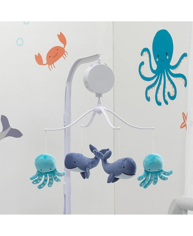 Bedtime Originals Whales Tale Blue Whale/Octopus Musical Baby Crib Mobile Toy
