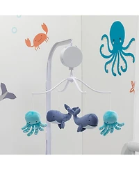 Bedtime Originals Whales Tale Blue Whale/Octopus Musical Baby Crib Mobile Toy