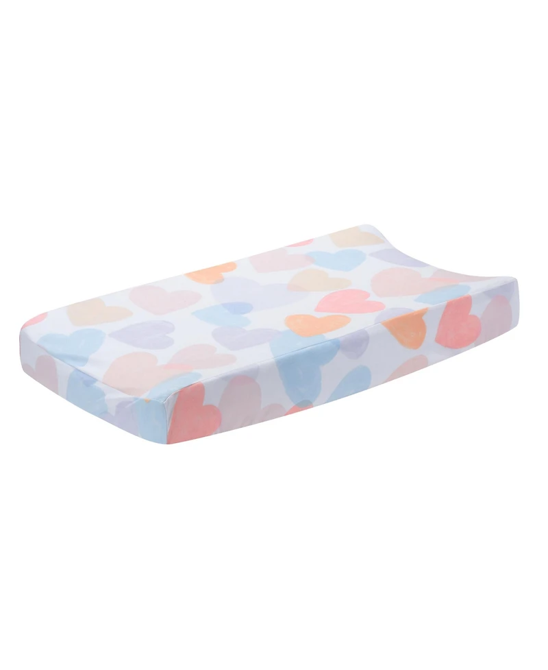 Bedtime Originals Rainbow Hearts Pink/Purple Baby/Infant Changing Pad Cover