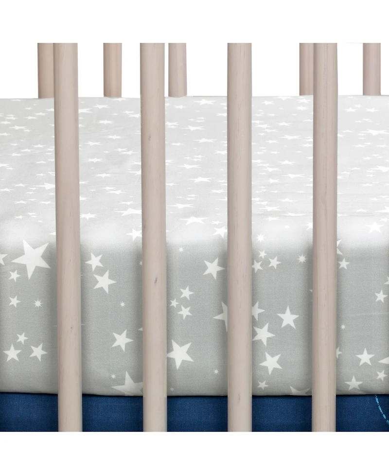 Lambs & Ivy Milky Way Blue/Gray Space Galaxy 4-Piece Nursery Baby Crib Bedding Set