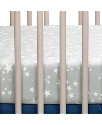 Lambs & Ivy Milky Way Blue/Gray Space Galaxy 4-Piece Nursery Baby Crib Bedding Set
