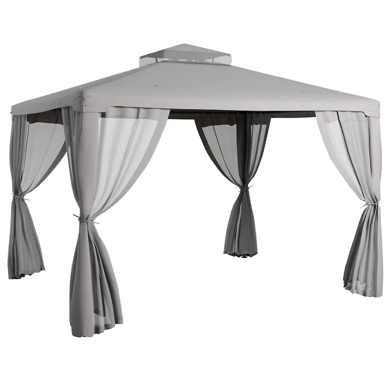 9.6' x 11.6' Patio Gazebo with Netting and Steel Frame