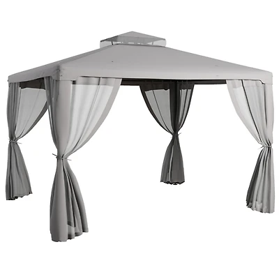 9.6' x 11.6' Patio Gazebo with Netting and Steel Frame