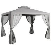 9.6' x 11.6' Patio Gazebo with Netting and Steel Frame