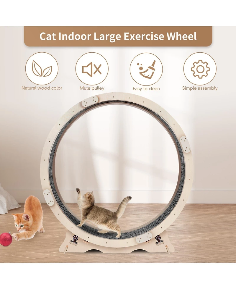 Simplie Fun Indoor Cat Exercise Wheel with Carpeted Surface
