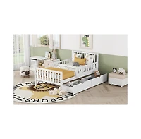 Streamdale Twin Wood Platform Bed with Guardrails and Storage