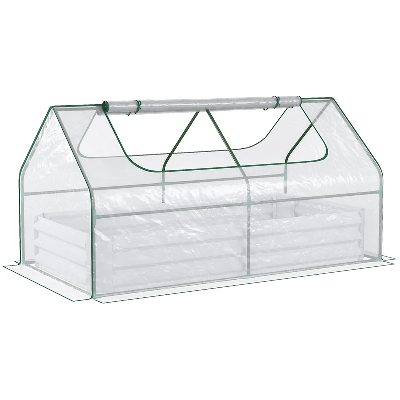 Galvanized Raised Garden Bed with Mini Greenhouse Cover