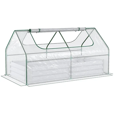 Galvanized Raised Garden Bed with Mini Greenhouse Cover