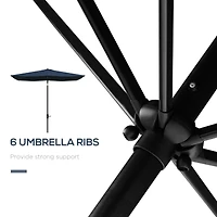 Rectangular Market Umbrella for Patio, 6.5' x 10', Blue
