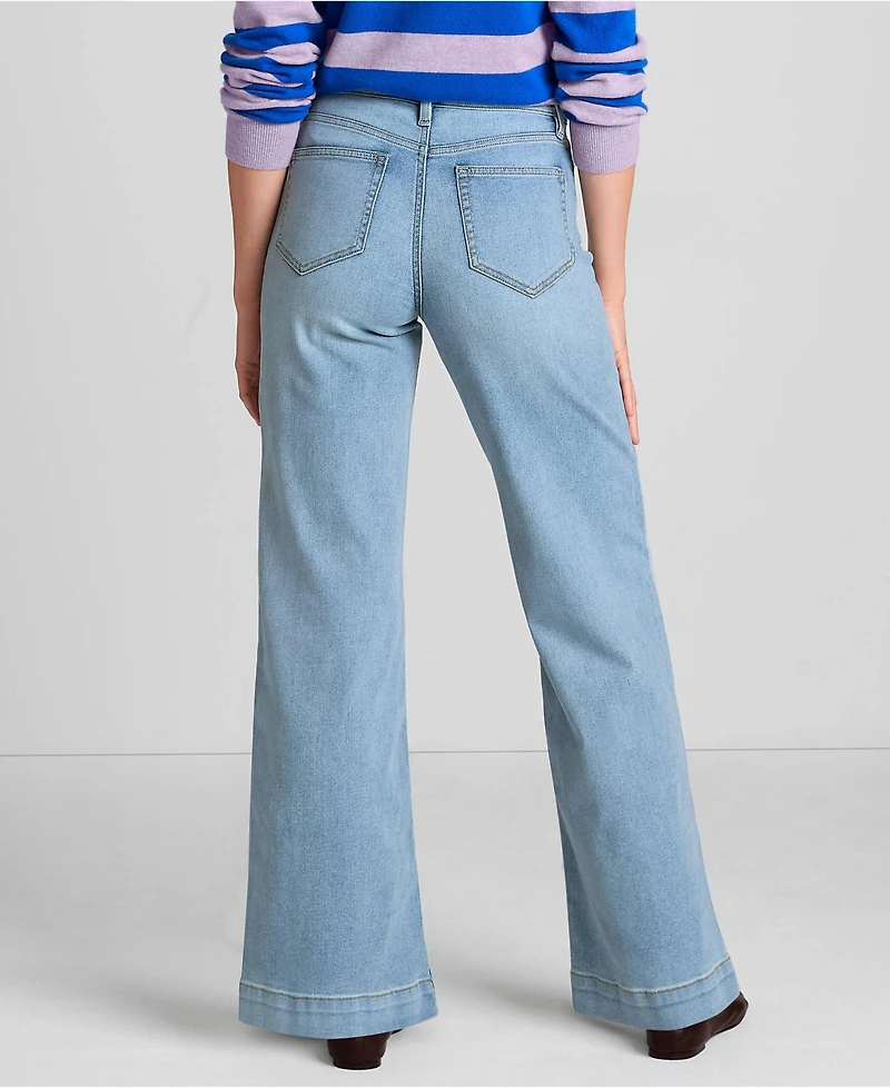 Lands' End Women's Plus Recover High Rise Wide Leg Blue Jeans