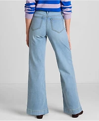 Lands' End Women's Plus Recover High Rise Wide Leg Blue Jeans
