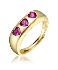 Gigigirl Timeless 14k Gold Plated Three Cz Hearts Halo Band Ring