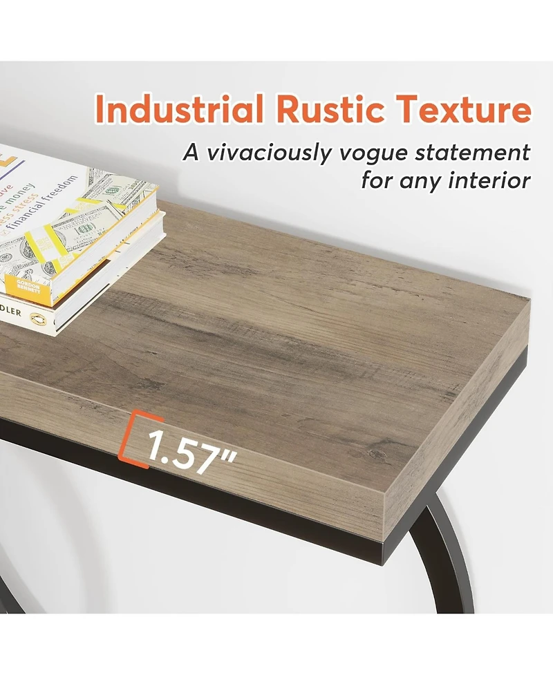 Tribesigns Industrial Console Table, 55 inch Wood Entryway Table Narrow Long Sofa Rustic Accent