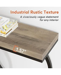 Tribesigns Industrial Console Table, 55 inch Wood Entryway Table Narrow Long Sofa Rustic Accent