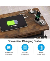 Tribesigns Small Portable Desk with Power Outlet, Height Adjustable Sofa Couch Bedside Laptop Table Wheels, Mobile Standing Rolling Computer