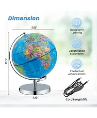 3-in-1 Illuminated World Globe with Stand and 88 Constellations