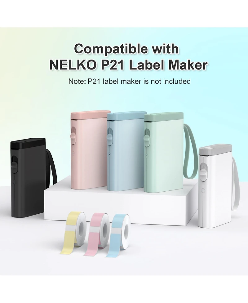 Nelko Genuine P21 Label Maker Tape, Adapted Label Print Paper, 14x40mm (0.55"x1.57"), Standard Laminated Labeling Replacement, Multipurpose of P21 Lab