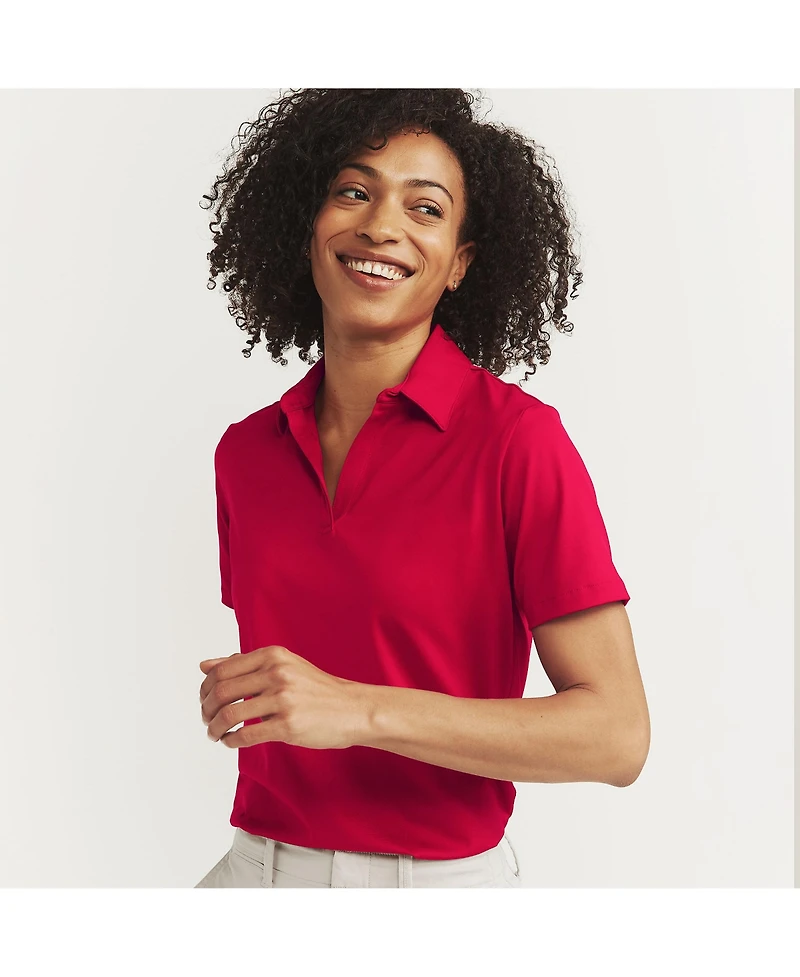 Lands' End Women's Short Sleeve Rapid Dry Sport Neck Polo Shirt