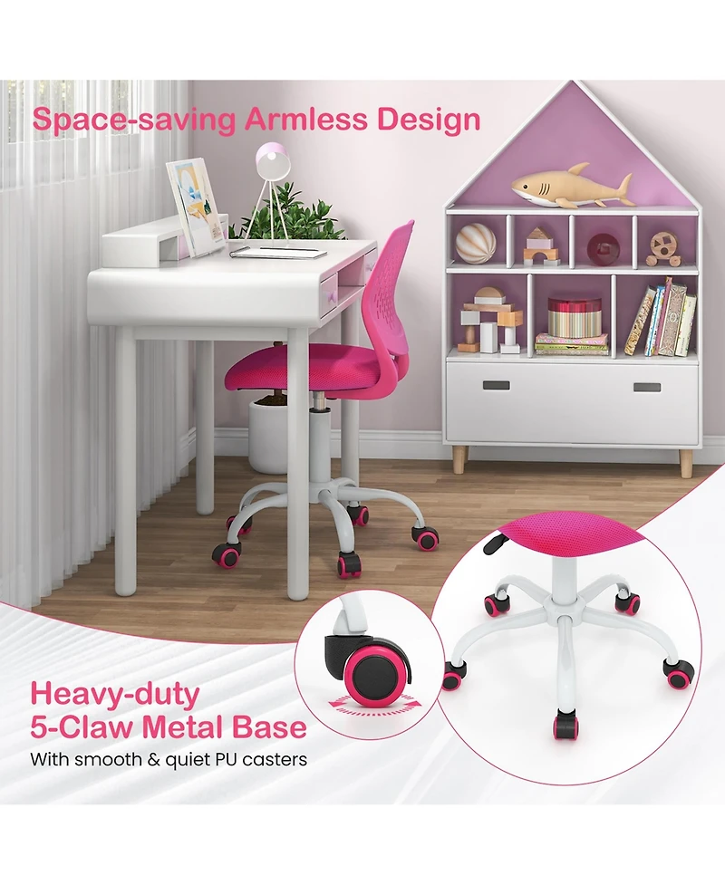Office Task Desk Armless Chair Adjustable Mid Back Swivel