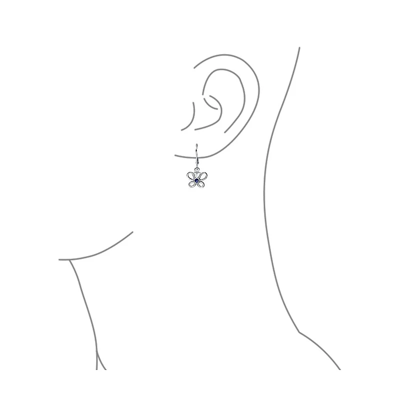 Bling Jewelry Marquise Baguette Cz Cubic Zirconia 3D Garden Fluttering Butterfly Stud Earrings .925 Sterling Silver