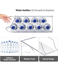 Sorbus Set of 2 Water Bottle Organizer Bins with Lids - Can and Bottle Holder Drink Dispenser - for Fridge, Pantry, Kitchen Organization and Storage