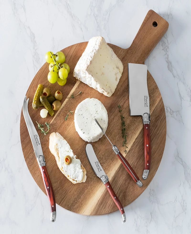 French Home Laguiole 8 Piece Cheese Knives and Spreaders with Pakkawood Handles and Serving Board