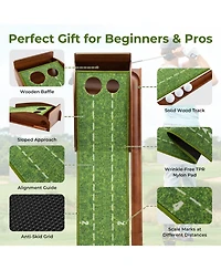Vebreda Golf Putting Mat Practice Training Aid with Auto Ball Return and 2 Hole Sizes