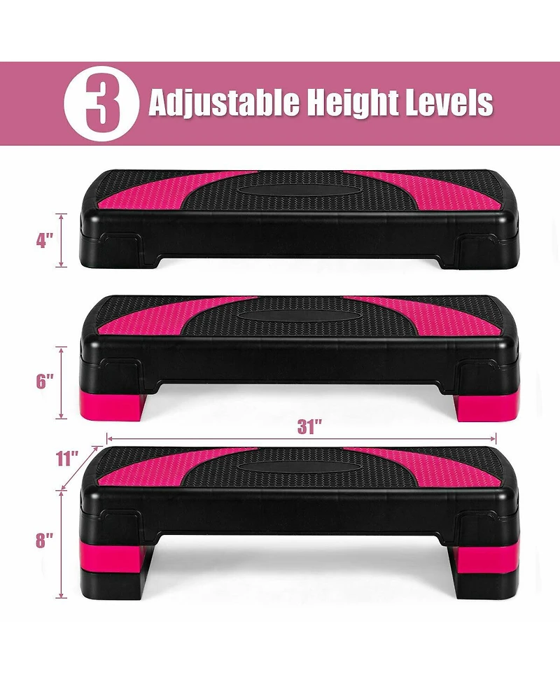 Vebreda 31 Inch Adjustable Exercise Aerobic Stepper with Non-Slip Pads