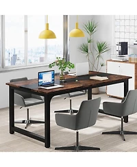 Tribesigns Modern Computer Desk, 63 x 31.5 inch Large Office Desk Computer Table Study Writing Desk Workstation for Home Office, Rustic/Black