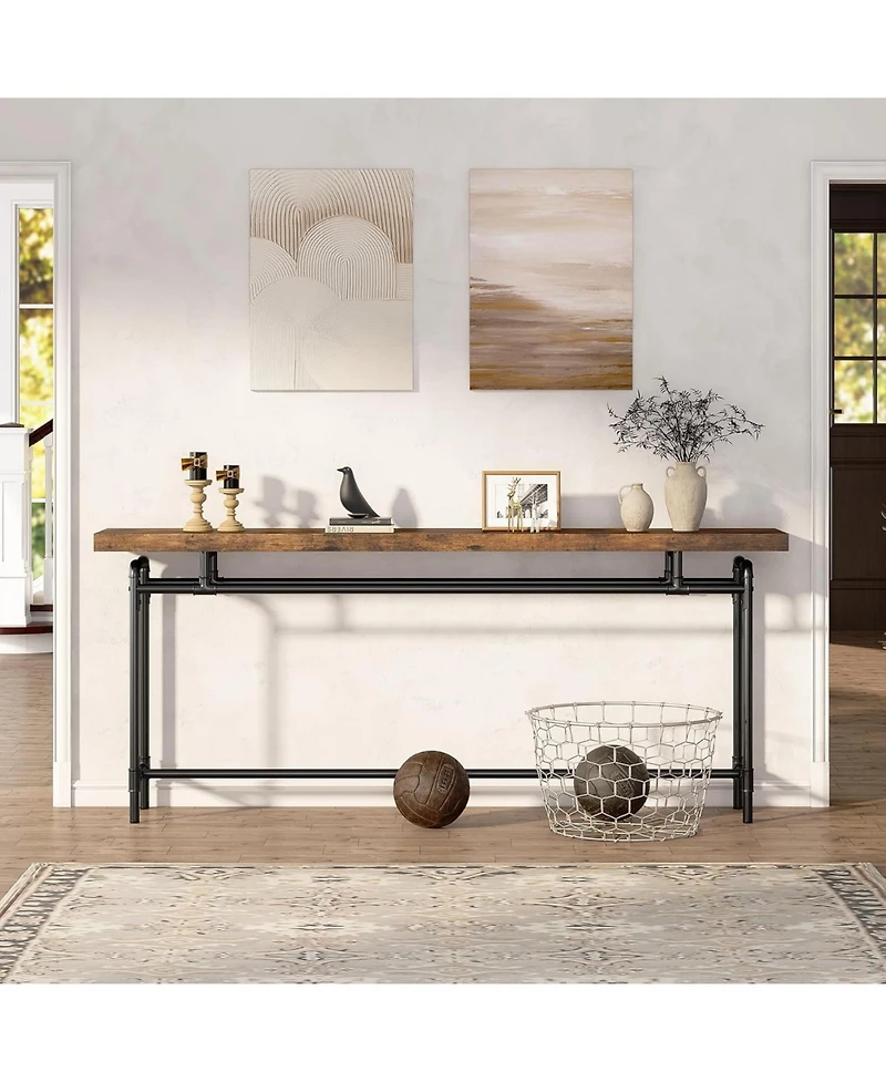 Tribesigns Console Table, 70.9 Inches Extra Long Sofa Table for Living Room, Industrial Narrow Console Sofa Tables Behind Couch, Rustic Brown