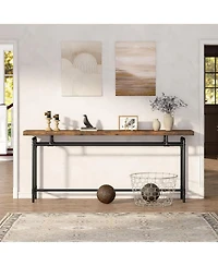 Tribesigns Console Table, 70.9 Inches Extra Long Sofa Table for Living Room, Industrial Narrow Console Sofa Tables Behind Couch, Rustic Brown