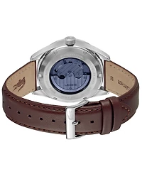 Lacoste Men's Boston Automatique Brown Leather Strap Watch 40mm
