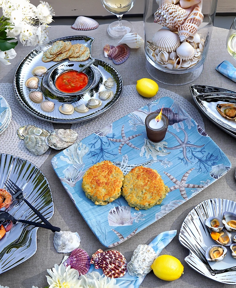 Certified International Silver Coast 3-d 2Pc Fish Platter Set
