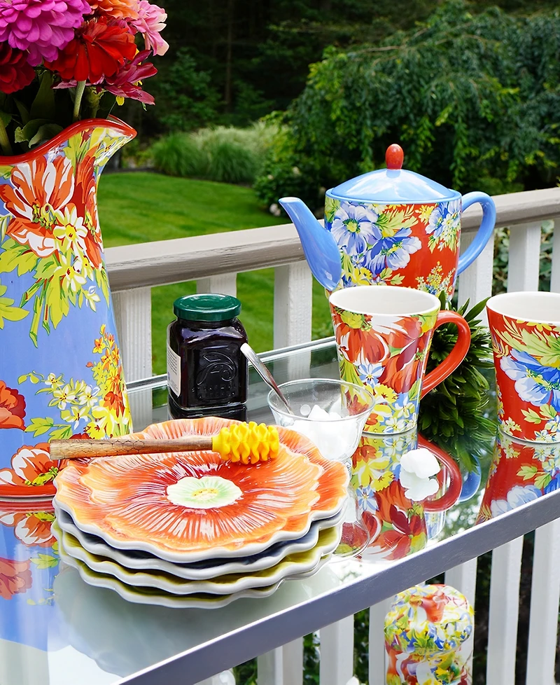 Certified International Blossom Set of 4 3-d Floral Dessert Plates