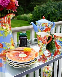Certified International Blossom Set of 4 3-d Floral Dessert Plates