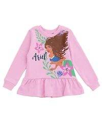 The Little Mermaid Girls Disney Peplum Fleece Sweatshirt and Leggings Outfit Set (2T - 10-12)