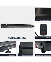 Sunny Health & Fitness Treadpad Sleek Stride Compact Smart Treadmill with 6-Level Auto Incline, Remote Control & Exclusive SunnyFit App Enhanced Bluet