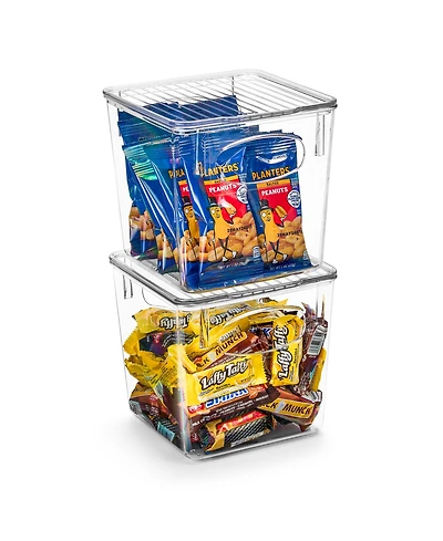 Sorbus 4 Pack Small Clear Plastic Container Bins W/ Lids and Handles - Perfect for Kitchen Organization and Storage