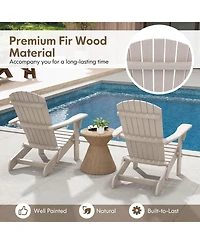 Folding Adirondack Chair Set of 1 with High Backrest & Wide Armrests Wooden
