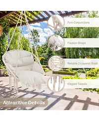 Hammock Chair with Thick Cushion and Macrame Holds up to 330 Lbs