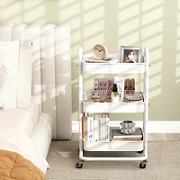 Sugift 3 Tier Rolling Cart Utility Cart with Lockable Wheels Rolling Metal Storage